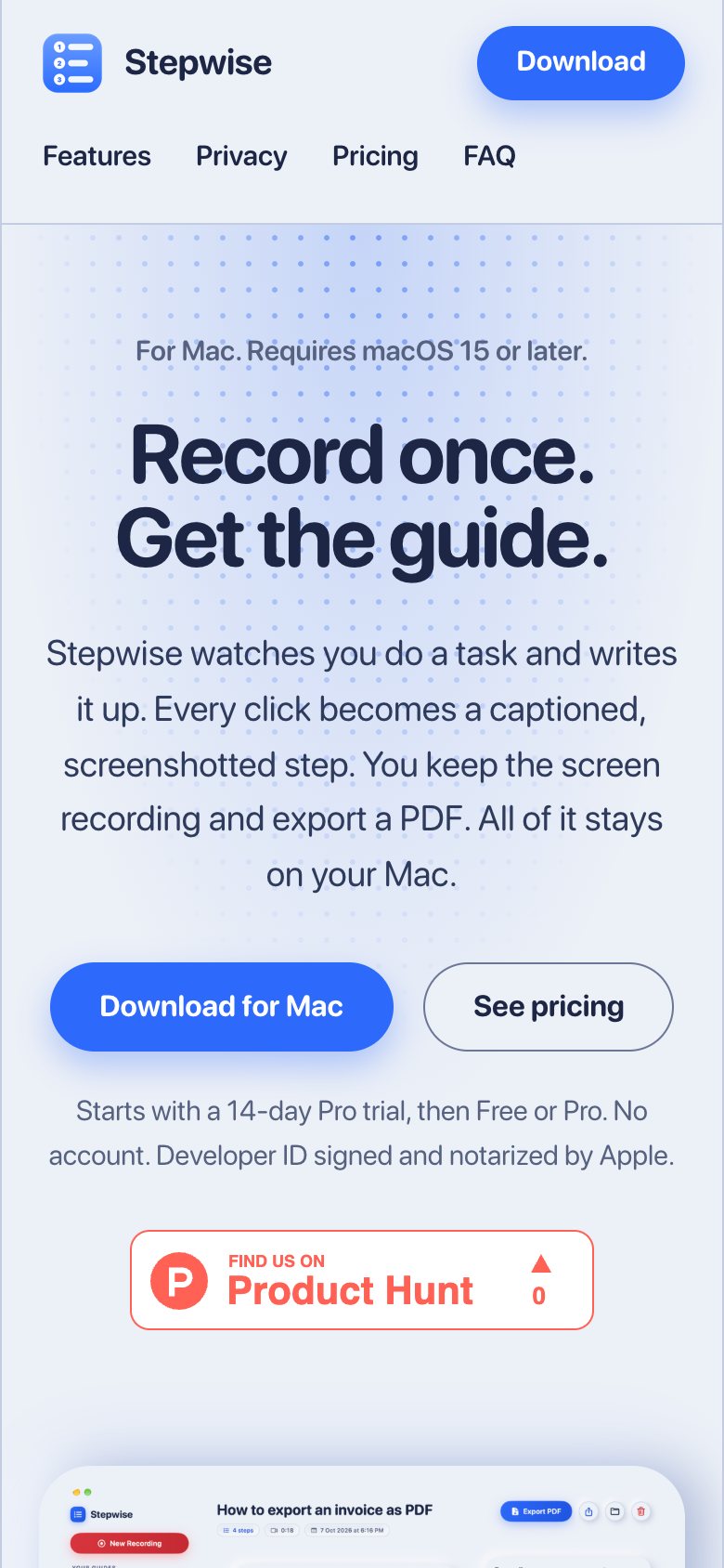Stepwise on a phone